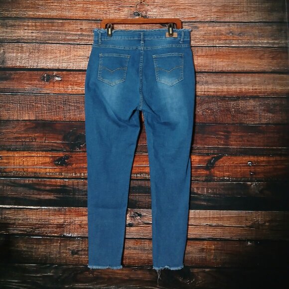 PASTEL Jeans 32 15 High Rise Skinny Button Fly Distressed Blue Denim Stretch - Picture 3 of 8